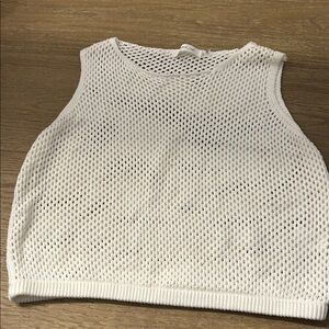 Mustard seed size large white knit sleeveless top